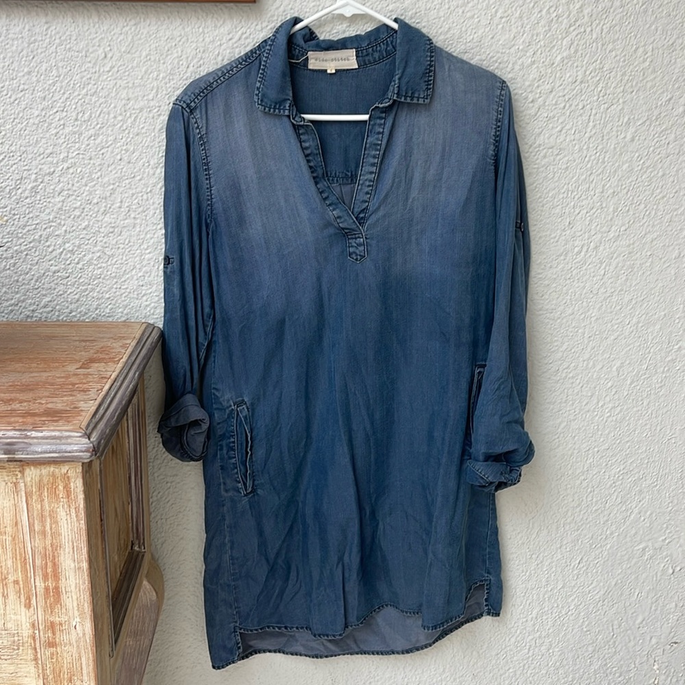 Denim chambray shirt dress